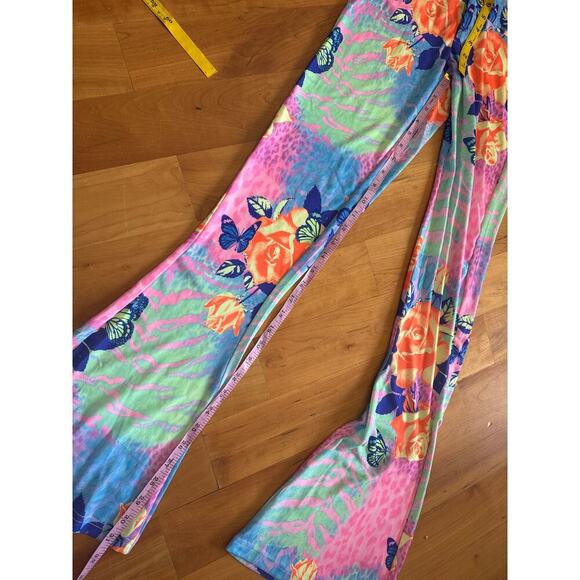 New Elsie & Fred Y2K flared pants Low rise bootcut colorful festival trouser XS - Picture 4 of 7
